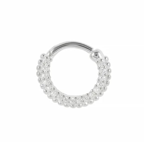 Sterling Silver Multi-Gem Daith Hinged Ring