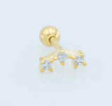 14k Gold-Plated Sterling Silver Triple Gem Crescent Microbar