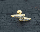 14k Gold-Plated Sterling Silver Multi-Gem Lightning Bolt Microbar