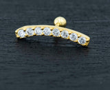 14k Gold-Plated Sterling Silver Multi-Gem Crescent Microbar