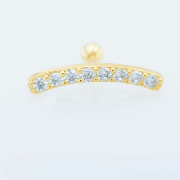 14k Gold-Plated Sterling Silver Multi-Gem Crescent Microbar
