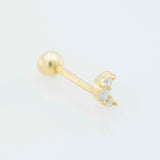 14k Gold-Plated Sterling Silver Multi-Gem Crescent Moon Microbar