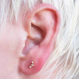 14k Gold-Plated Sterling Silver Triple Gem Crescent Microbar