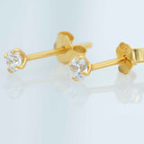 14k Gold-Plated Sterling Silver Claw Solitaire Earrings (Large Gem)