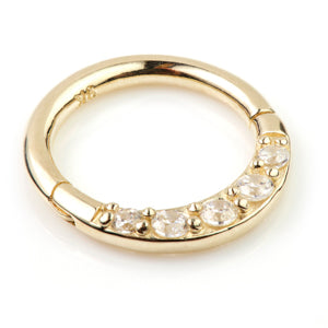 14K Gold CZ Kurve Langhantel Augenbrauen Ring Lippenturm Daith Snug