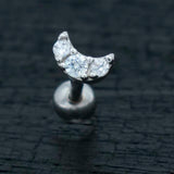Sterling Silver Multi-Gem Crescent Moon Microbar