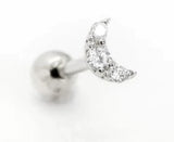 Sterling Silver Multi-Gem Crescent Moon Microbar