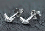 Sterling Silver Multi-Gem Crescent Moon Earrings