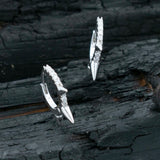 Sterling Silver Frontal Gem Spiked Huggie (Pair)