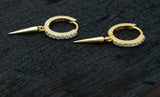 14k Gold-Plated Sterling Silver Frontal Gem Huggie w/ Pendulum (Pair)