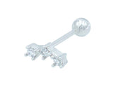 Sterling Silver Triple Gem Crescent Microbar
