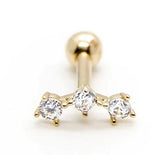 14k Gold-Plated Sterling Silver Triple Gem Crescent Microbar