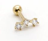 14k Gold-Plated Sterling Silver Triple Gem Crescent Microbar