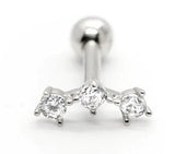 Sterling Silver Triple Gem Crescent Microbar