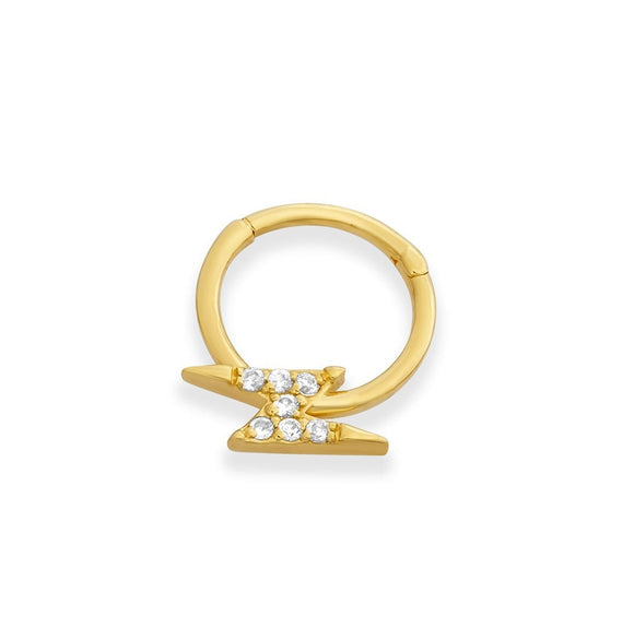 14k Gold-plated Sterling Silver Lightning Bolt Hinged Ring