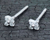 Tiny Floral Silver Earrings