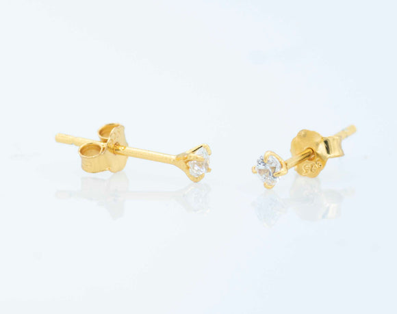 14k Gold-Plated Sterling Silver Claw Solitaire Earrings (Small Gem)