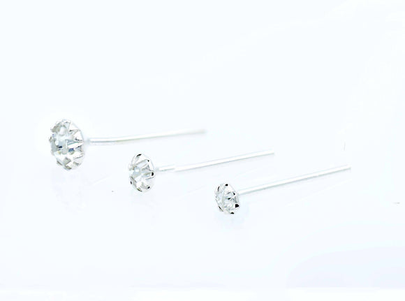 Sterling Silver Clear Nose Stud