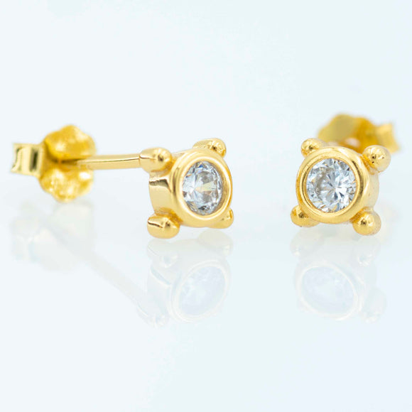 14k Gold-Plated Sterling Silver Solitaire Earrings