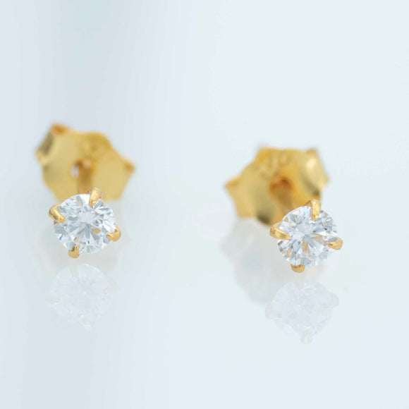 14k Gold-Plated Sterling Silver Claw Solitaire Earrings (Large Gem)