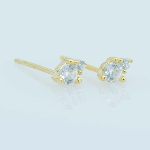 14k Gold-Plated Sterling Double Solitaire Earrings