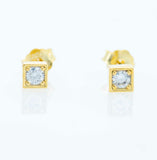 14k Gold-Plated Sterling Solitaire Square Earrings